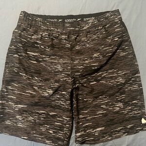 Speedo Black and Gray Patterned Swim Trunks‎